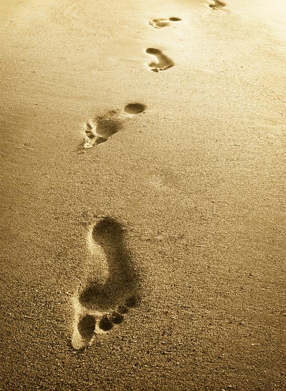 sand, footprints, walk